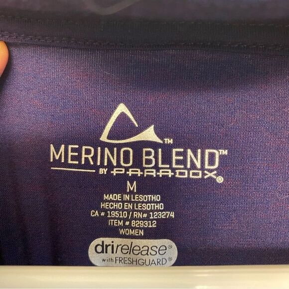PARADOX Performance Purple Merino wool Blend Zip Long Sleeve base layer Top M - Picture 8 of 8